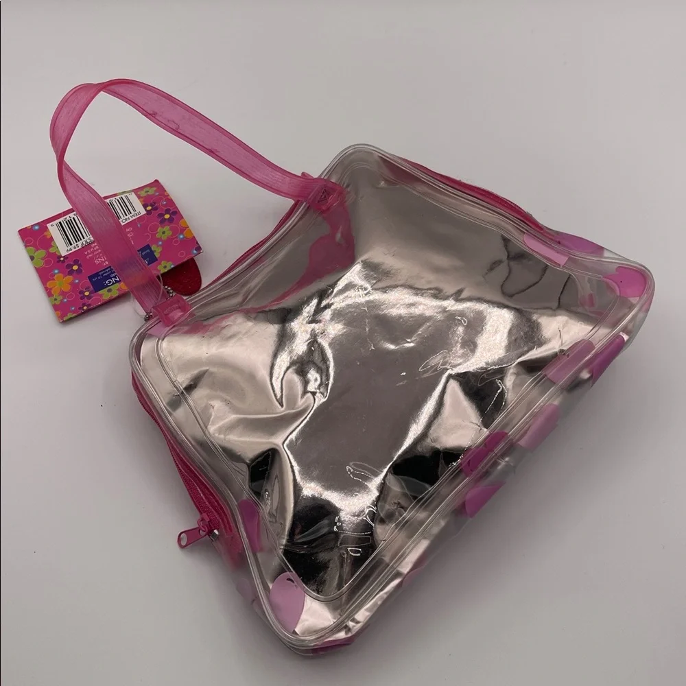 KIDS PINK HEART CLEAR TOTE BAG TRANSPARENT PVC